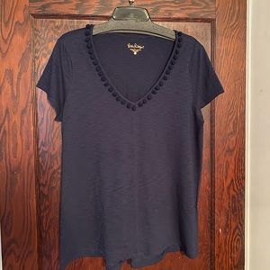Lilly Pulitzer Navy top with Pom details sz L